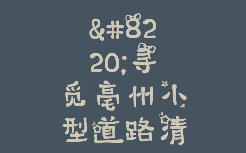 “寻觅亳州小型道路清扫车？这里有你需要的最佳选择！”